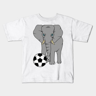 Cute elephant is playing soccer with a ball Kids T-Shirt